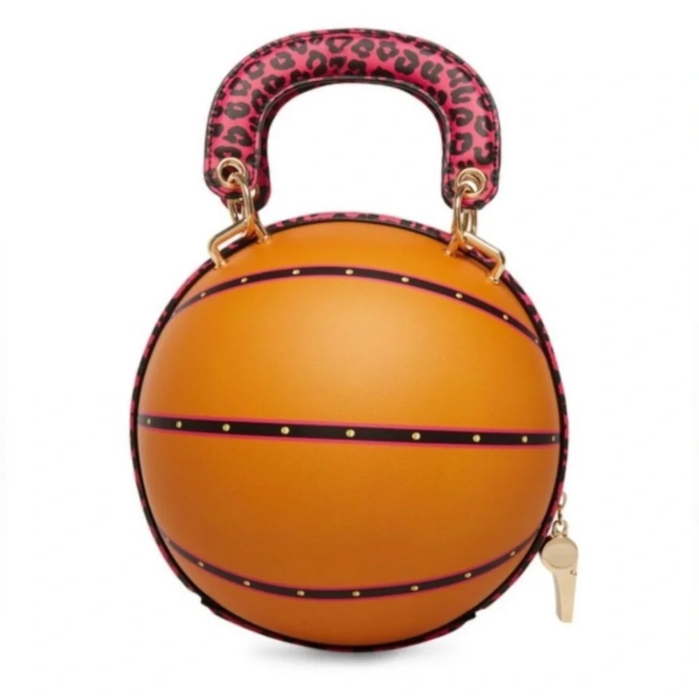 NWT BETSEY JOHNSON Kitsch leopard basketball Betsey-Ball Top Handler/crossbody